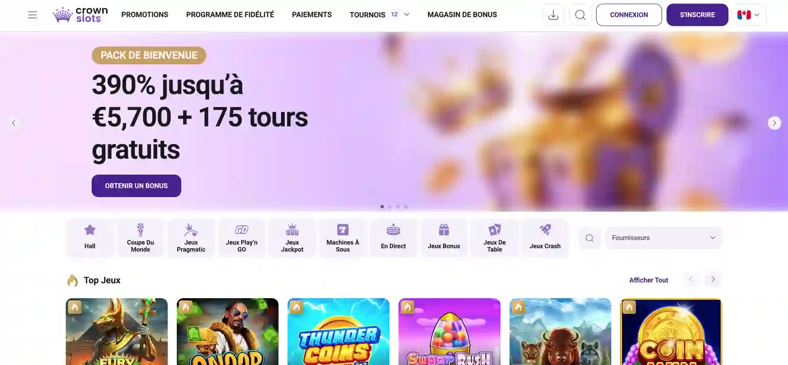 CrownSlots Casino website preview