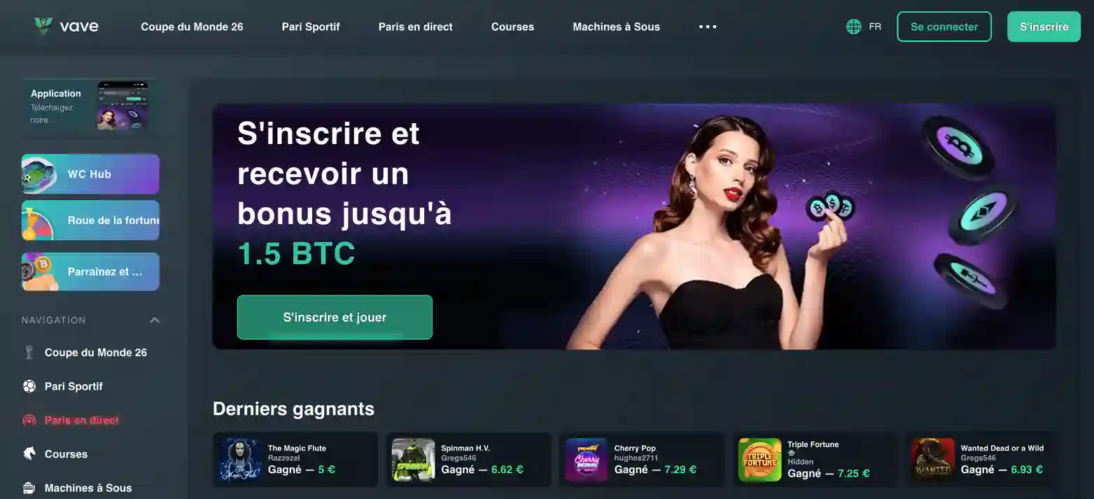 Vave Casino website preview