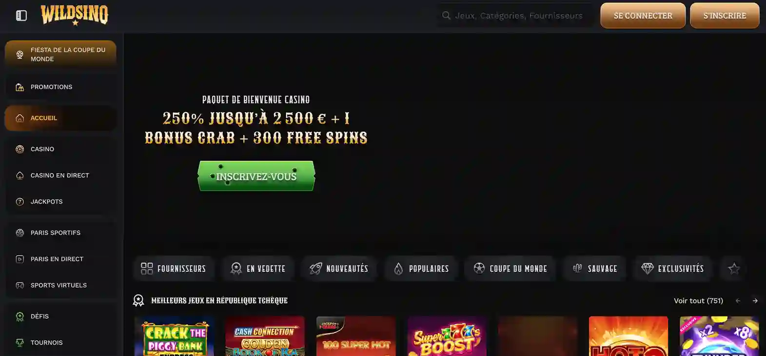 Wildsino Casino website preview